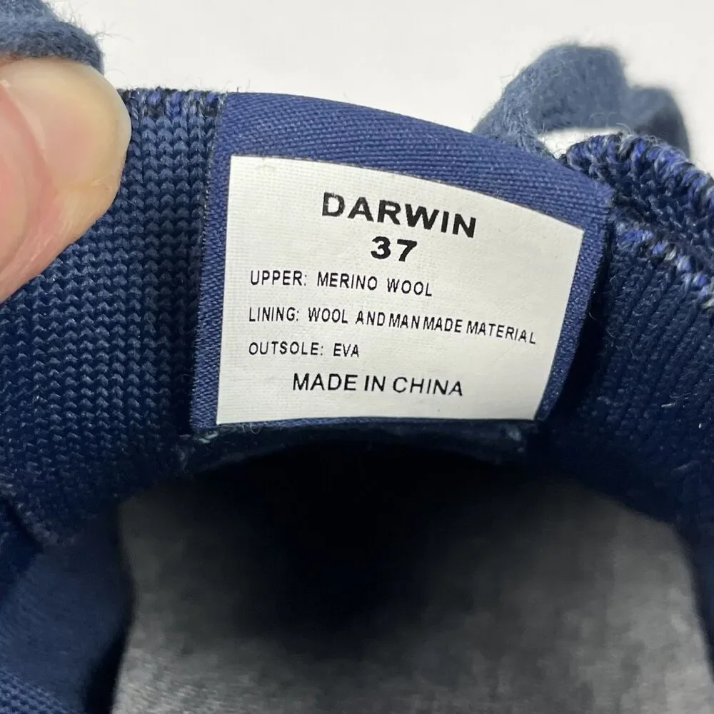 Woolloomooloo‎ EUC Darwin Sneakers Womens 37 Navy Blue Merino Wool Lace Up